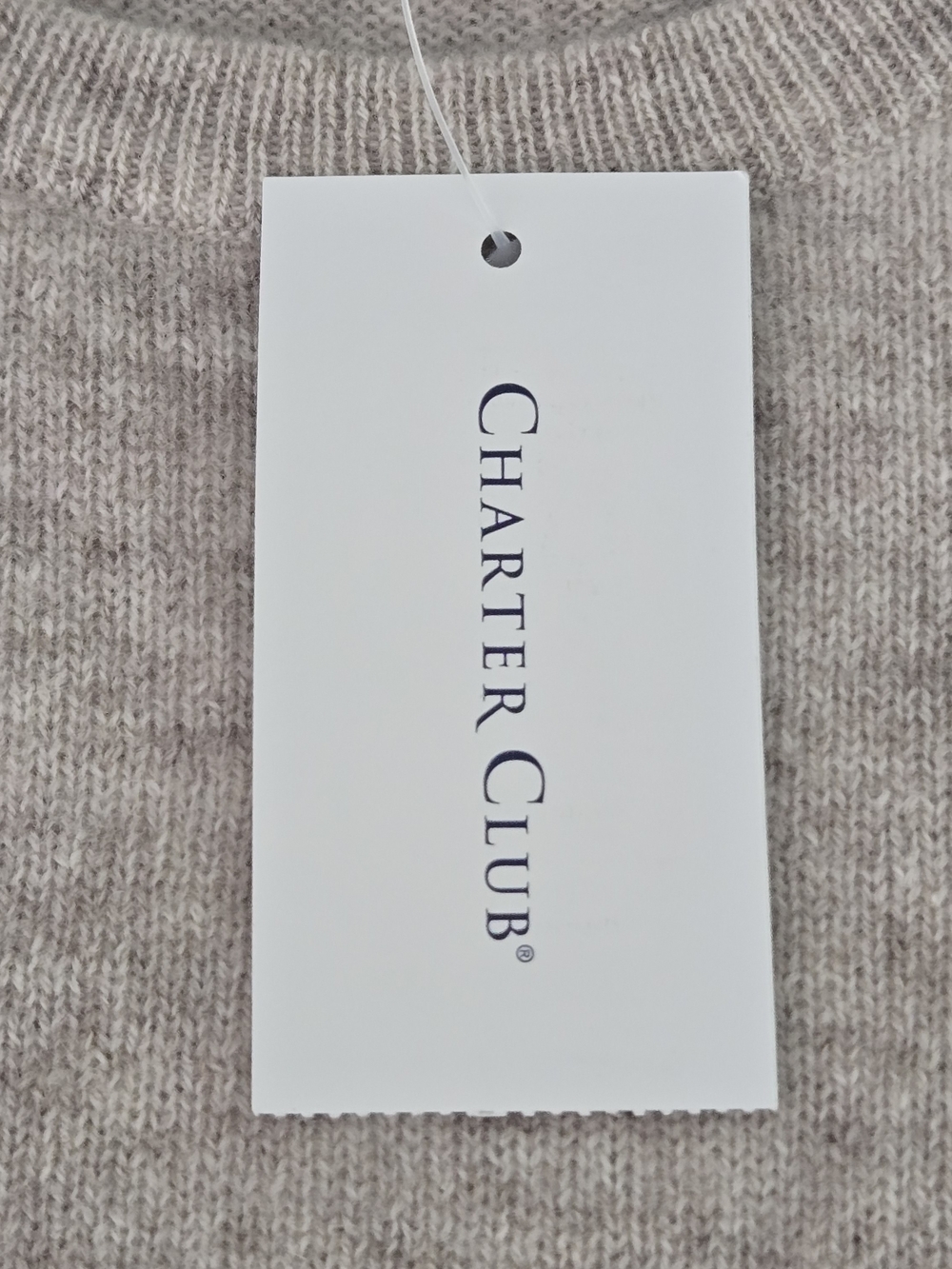 Charter Club Luxury 100% Cashmere Pearl Taupe Heather Basic Crewneck Sweater XS - Picture 10 of 11